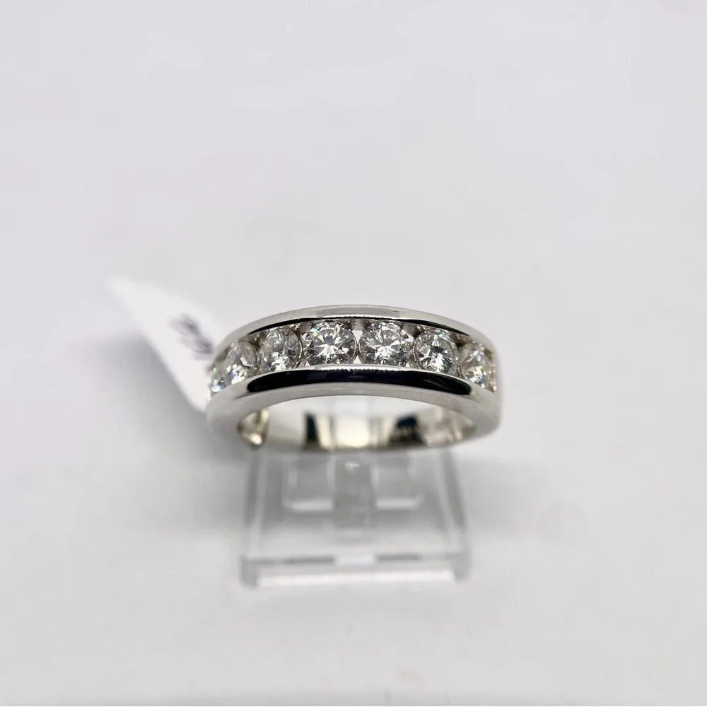 Mens Moissanite Ring Anniversary Wedding Band 925 GRA Certified Eternity Size 10